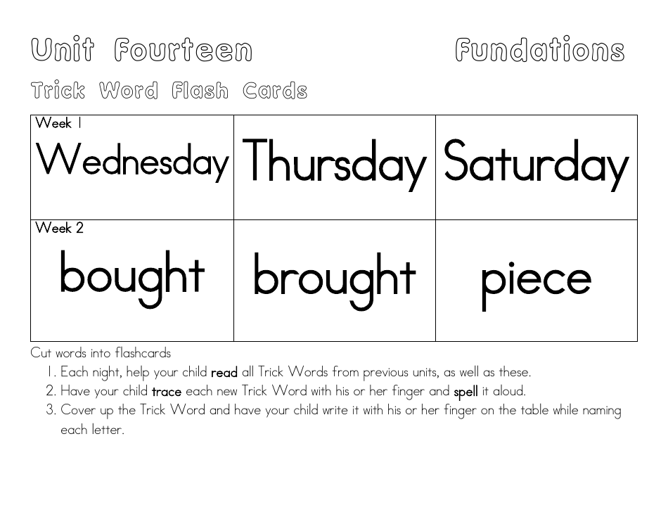 Trick Word Flash Cards, Page 13