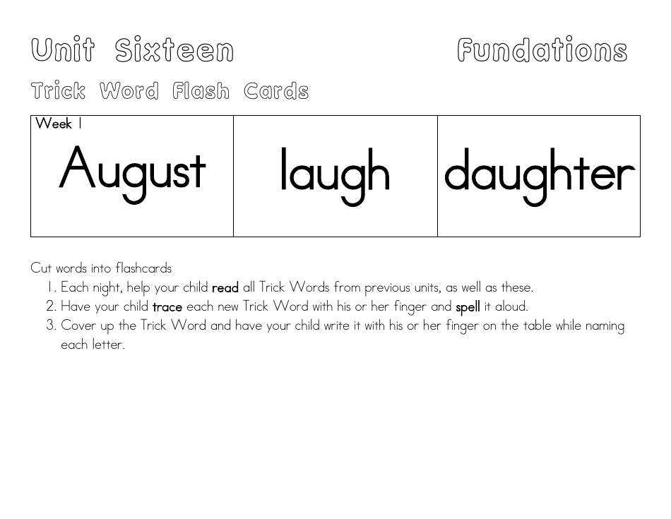 Trick Word Flash Cards, Page 15