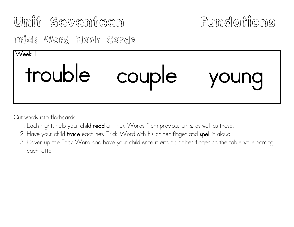 Trick Word Flash Cards, Page 16