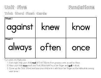 Trick Word Flash Cards, Page 4