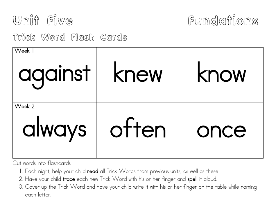 Trick Word Flash Cards, Page 4