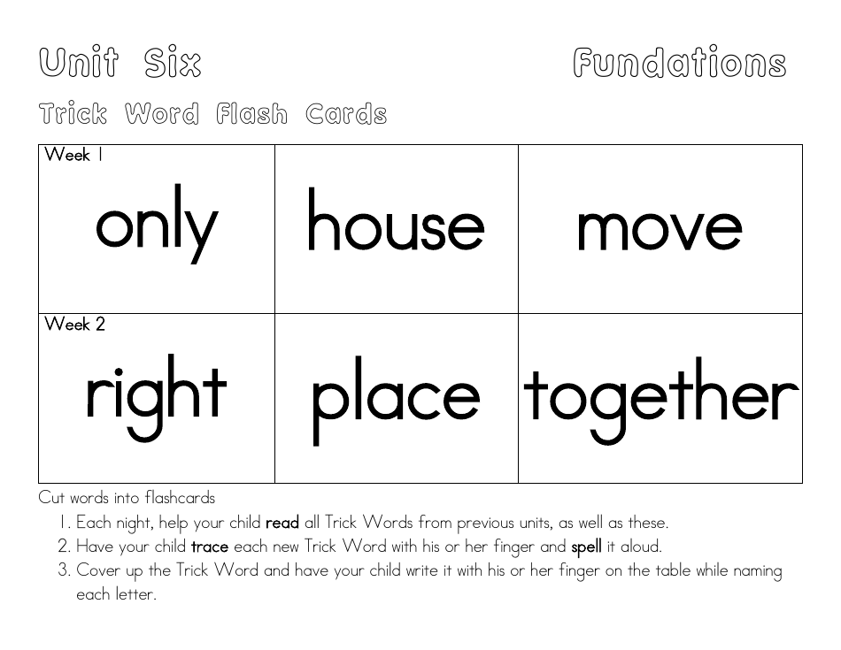 Trick Word Flash Cards, Page 5
