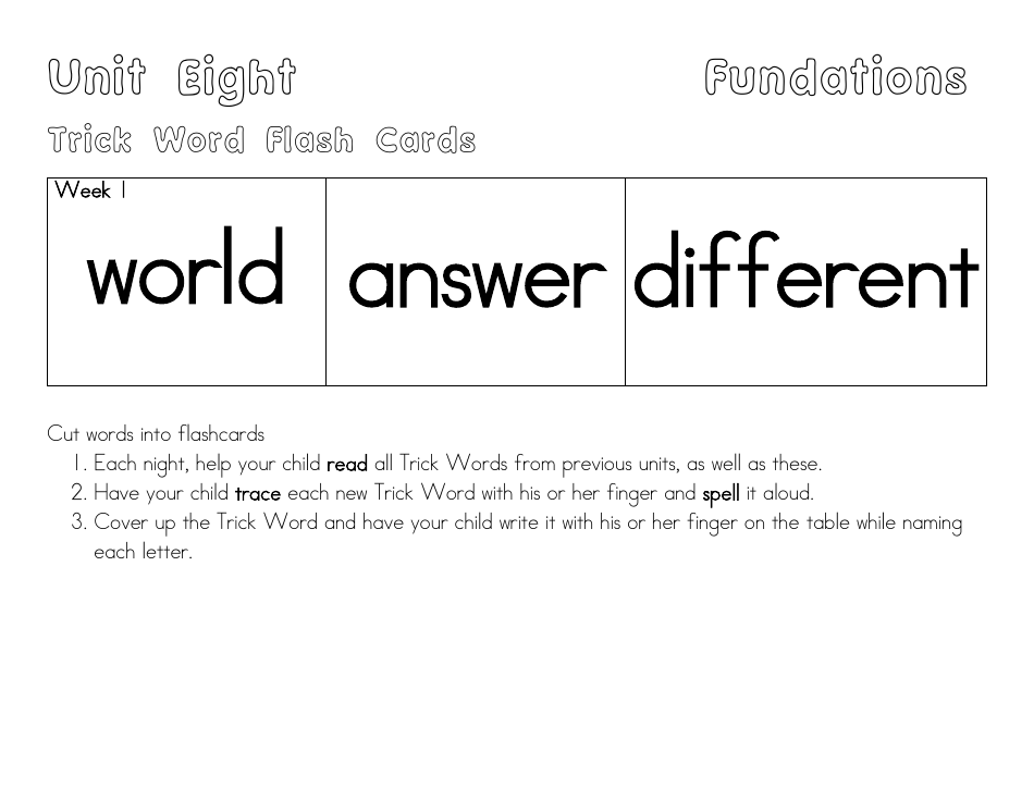 Trick Word Flash Cards, Page 7