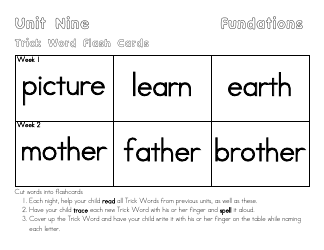 Trick Word Flash Cards, Page 8