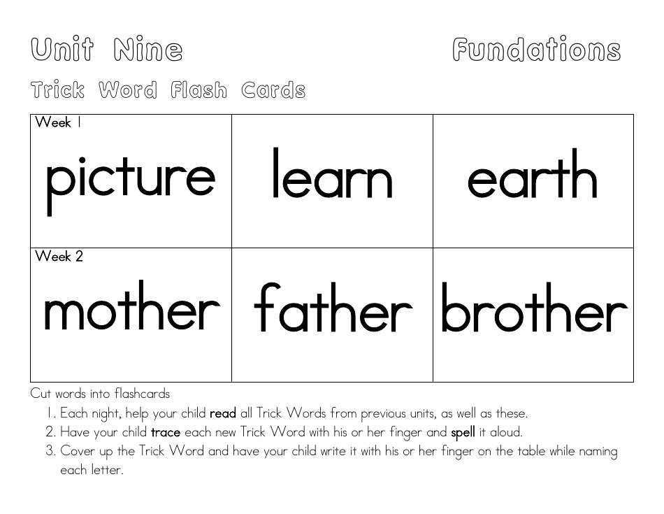 Trick Word Flash Cards, Page 8