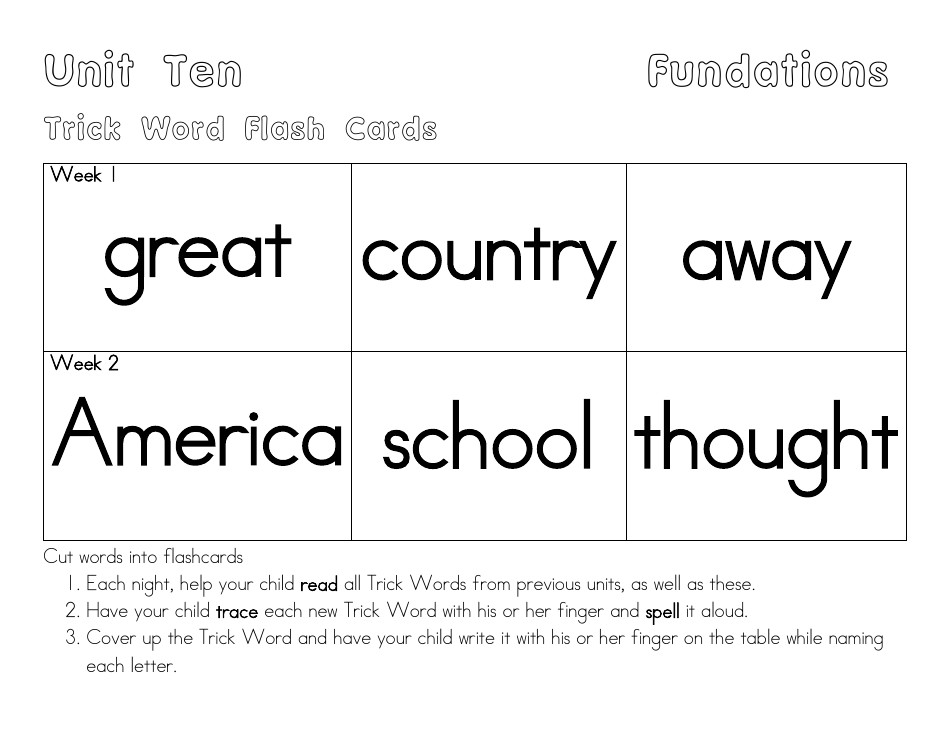 Trick Word Flash Cards, Page 9