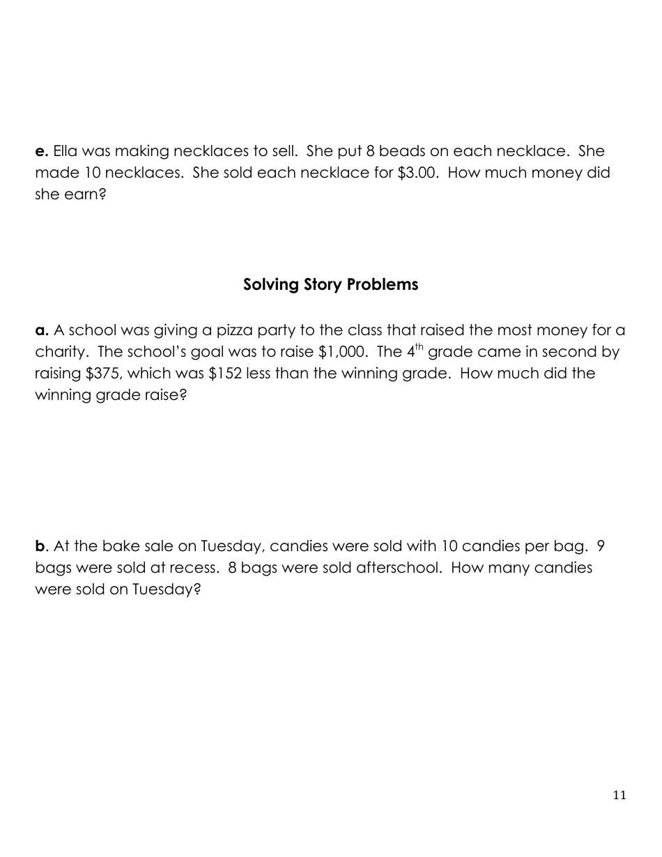 4th Grade Summer Math Work, Page 11