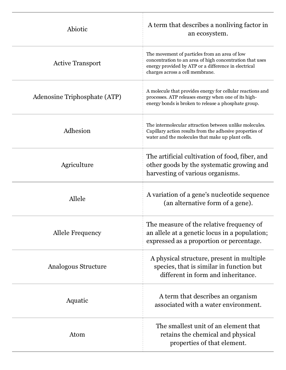 Biology Terms Flashcards Download Printable PDF | Templateroller