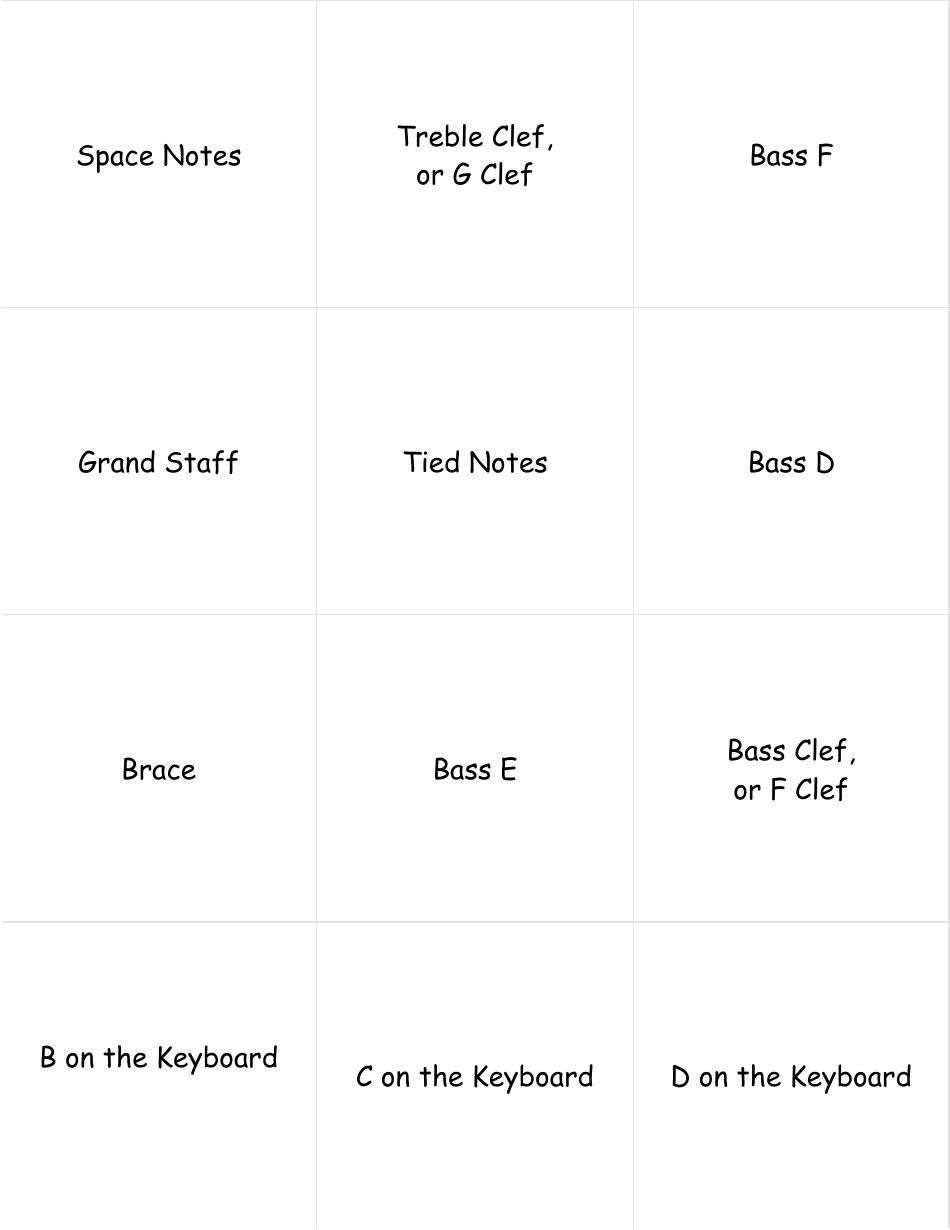Piano Keys Flashcards, Page 6