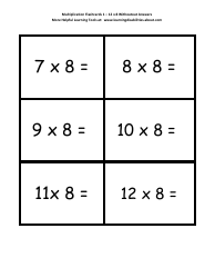 Multiplication Flashcards - 1 Through 12 X 8, Page 2