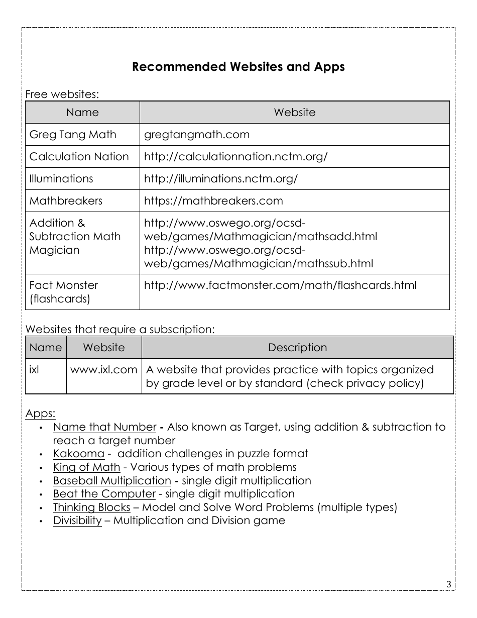 Rising Fifth Grade Math Summer Packet, Page 3