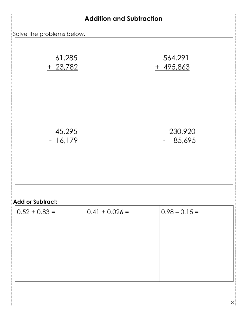 Rising Fifth Grade Math Summer Packet, Page 8