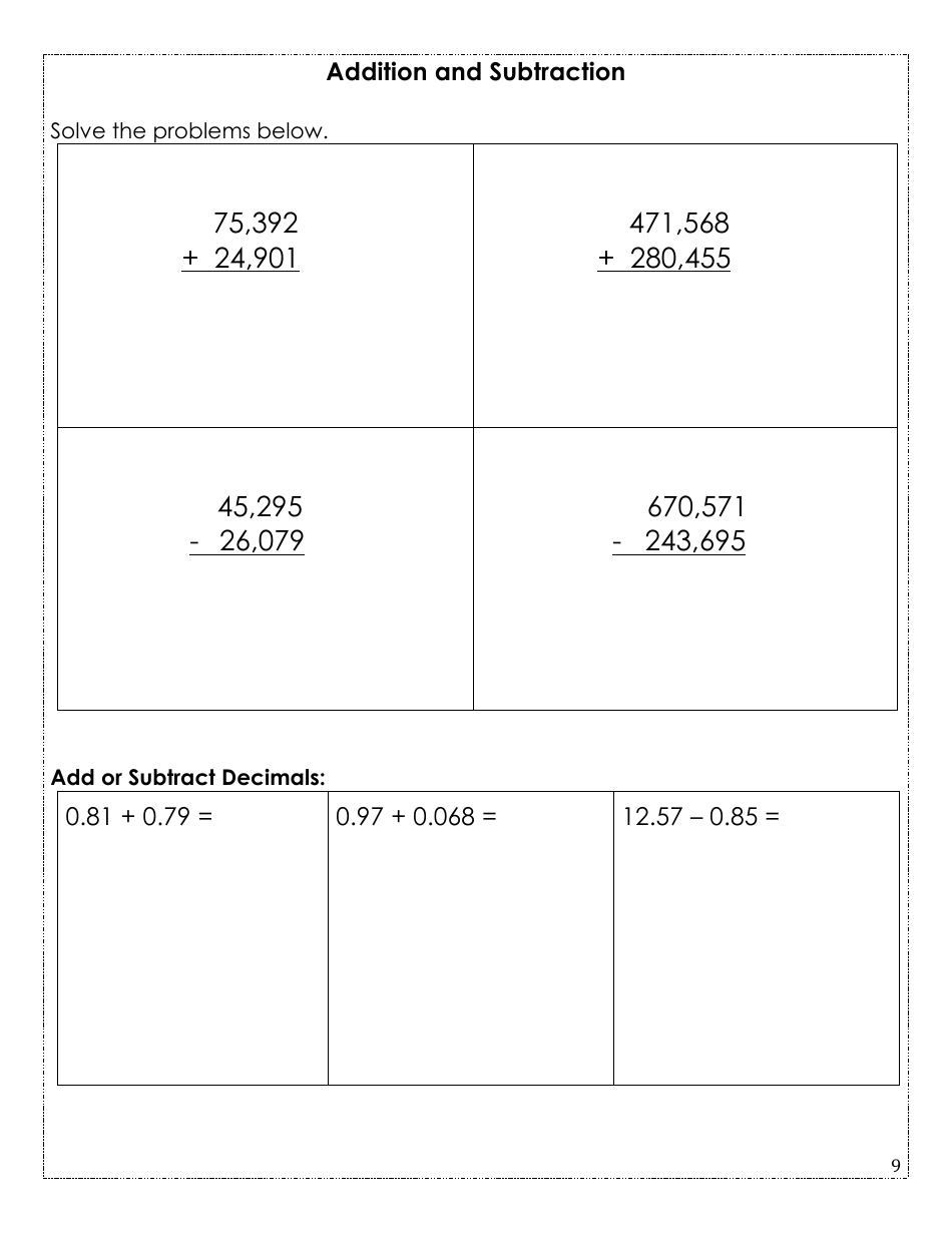 Rising Fifth Grade Math Summer Packet, Page 9