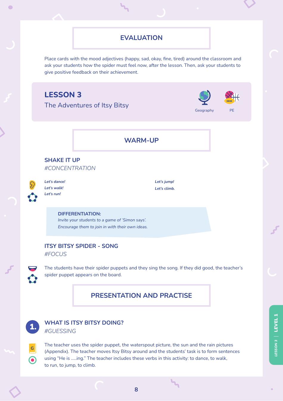 Nature, Time and Weather, Directions Lessons - Itsy Bitsy Spider, Page 8