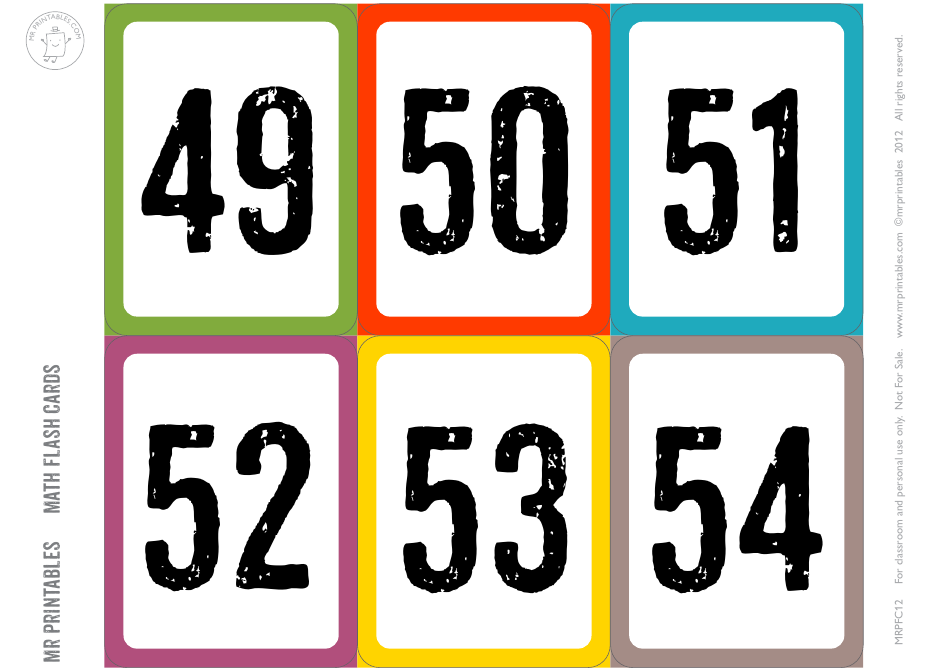 31-60 Math Flash Cards, Page 4