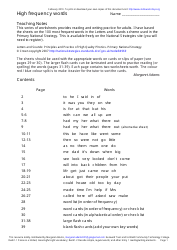 Document preview: English High Frequency Words Worksheet and Flashcards