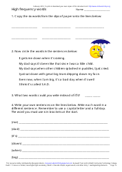 English High Frequency Words Worksheet and Flashcards, Page 15