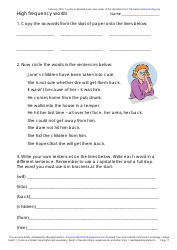 English High Frequency Words Worksheet and Flashcards, Page 17