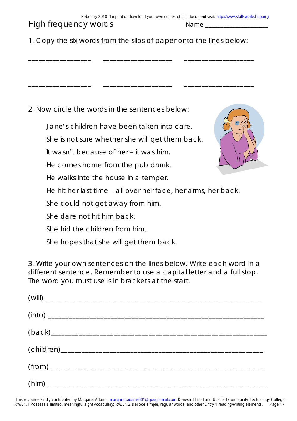 English High Frequency Words Worksheet and Flashcards, Page 17