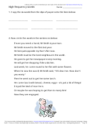 English High Frequency Words Worksheet and Flashcards, Page 18