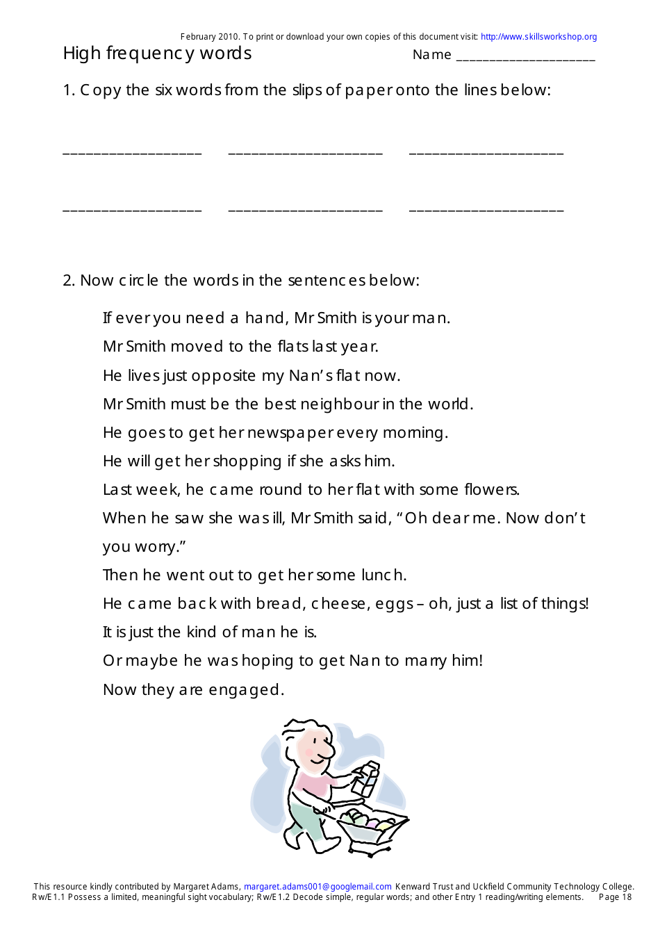 English High Frequency Words Worksheet and Flashcards, Page 18
