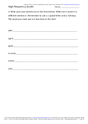 English High Frequency Words Worksheet and Flashcards, Page 19