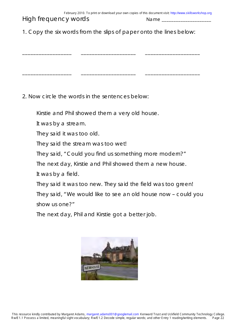 English High Frequency Words Worksheet and Flashcards, Page 22