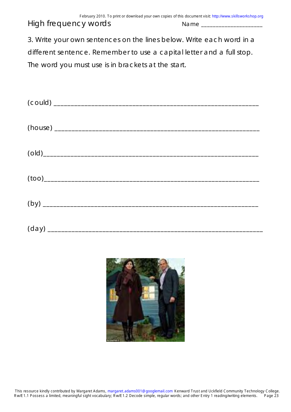 English High Frequency Words Worksheet and Flashcards, Page 23
