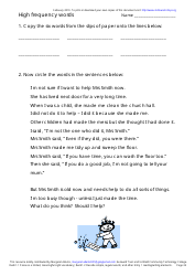 English High Frequency Words Worksheet and Flashcards, Page 24
