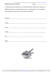 English High Frequency Words Worksheet and Flashcards, Page 25