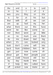 English High Frequency Words Worksheet and Flashcards, Page 29