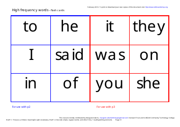 English High Frequency Words Worksheet and Flashcards, Page 31