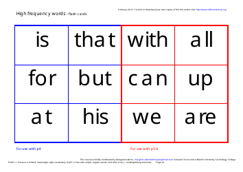 English High Frequency Words Worksheet and Flashcards, Page 32
