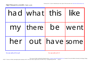 English High Frequency Words Worksheet and Flashcards, Page 33