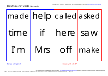 English High Frequency Words Worksheet and Flashcards, Page 38