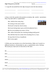 English High Frequency Words Worksheet and Flashcards, Page 4