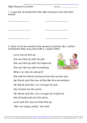 English High Frequency Words Worksheet and Flashcards, Page 5