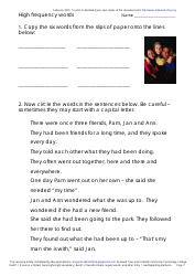 English High Frequency Words Worksheet and Flashcards, Page 7
