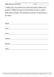 English High Frequency Words Worksheet and Flashcards, Page 8