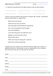 English High Frequency Words Worksheet and Flashcards, Page 9
