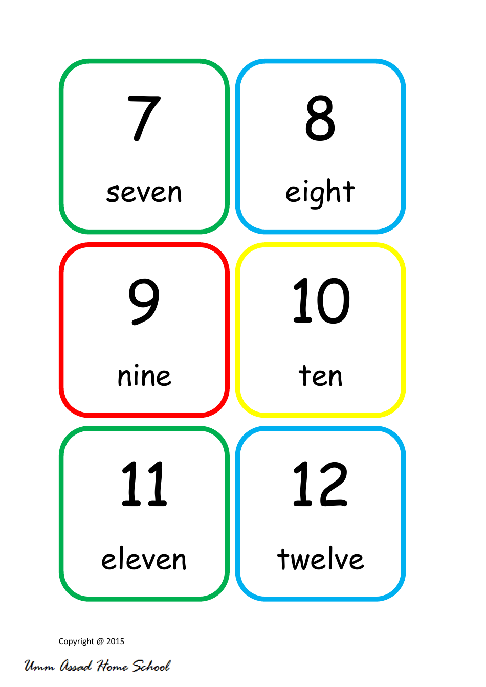 1-20 Number Flashcards - Umm Assad Home School, Page 3