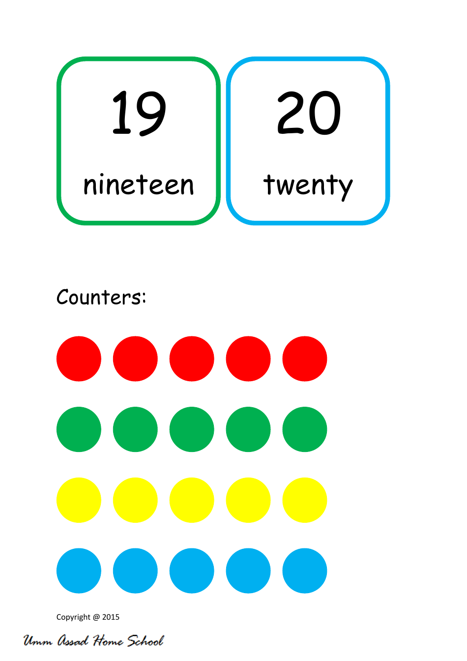 1-20 Number Flashcards - Umm Assad Home School, Page 5