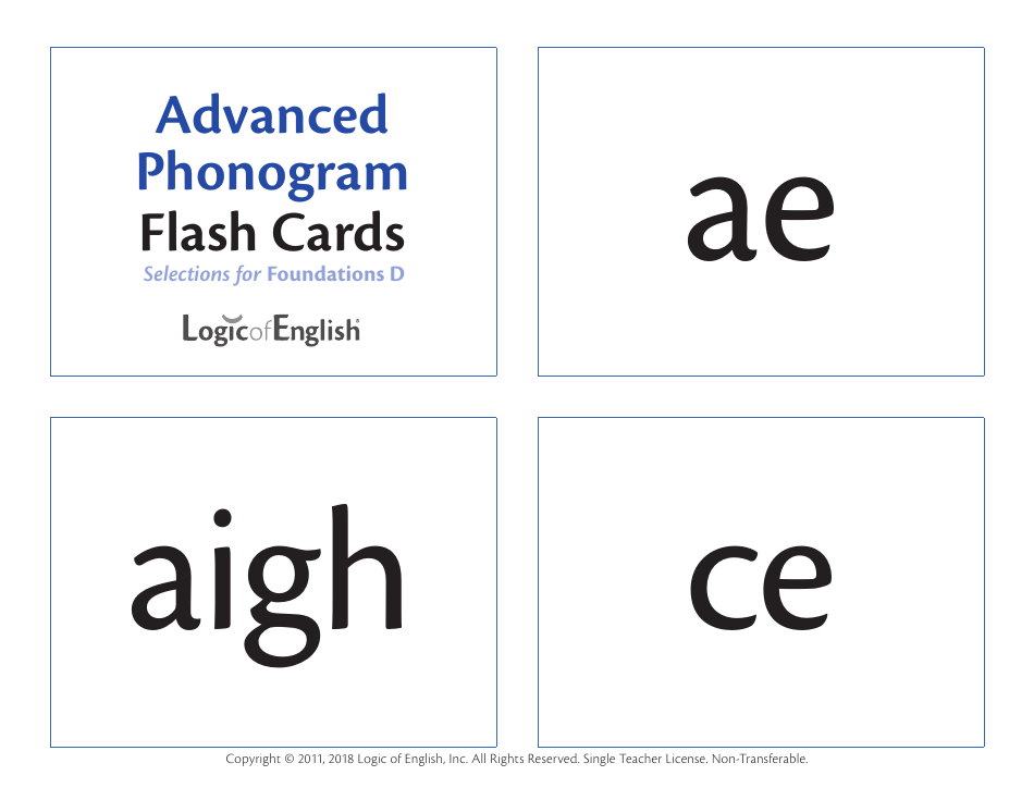 Advanced Phonogram Flash Cards Logic of English Download Printable