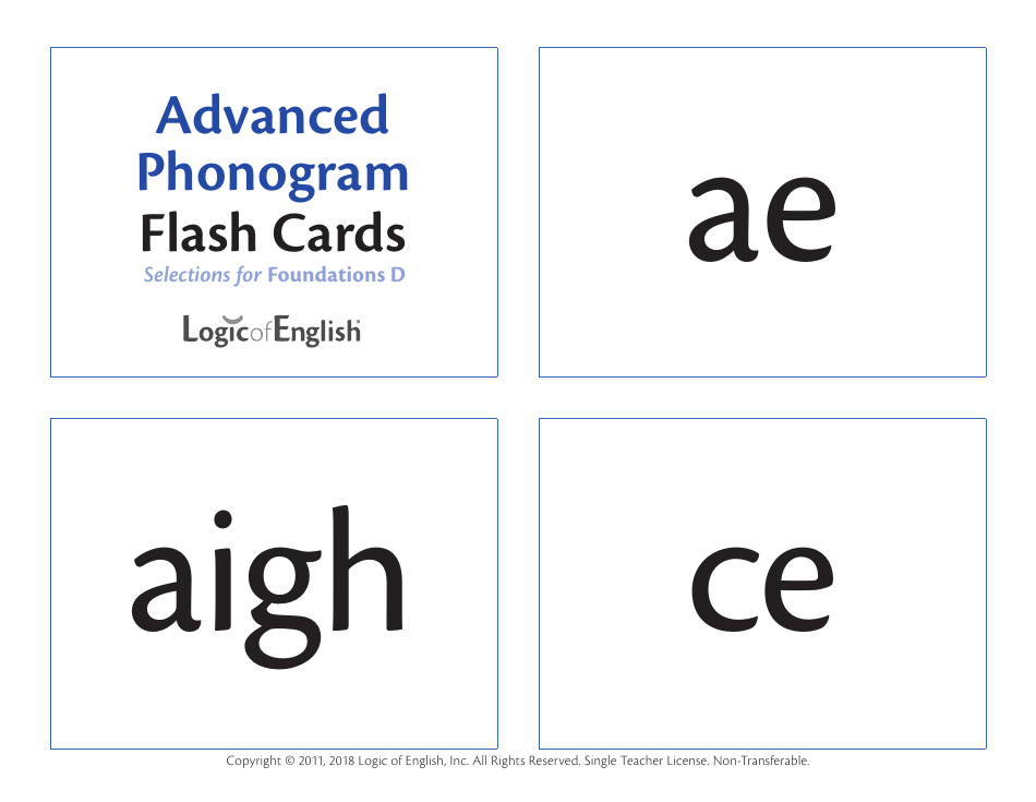 Advanced Phonogram Flash Cards - Logic of English, Page 1