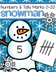 Document preview: Numbers & Tally Marks 0-20 Flashcards - Snowman