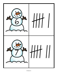 Numbers &amp; Tally Marks 0-20 Flashcards - Snowman, Page 5