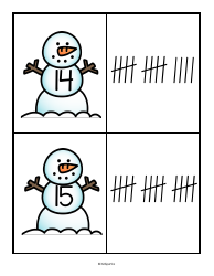 Numbers &amp; Tally Marks 0-20 Flashcards - Snowman, Page 9
