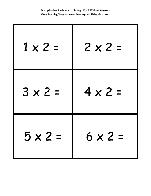 Multiplication Flashcards - 1 Through 12 X 2