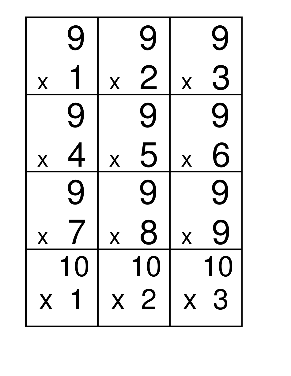 Multiplication Flash Cards, Page 7