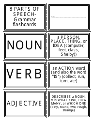 Engilsh Grammar Flashcards - Parts of Speech